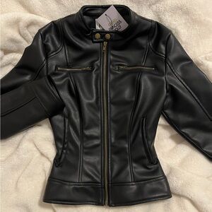 vintage black leather moto jacket princess polly